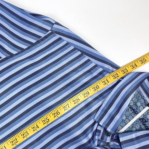 Visconti Black Men's 2XLB Blue Striped Long Sleeve Casual Shirt Flip Cuff Design - Picture 7 of 12